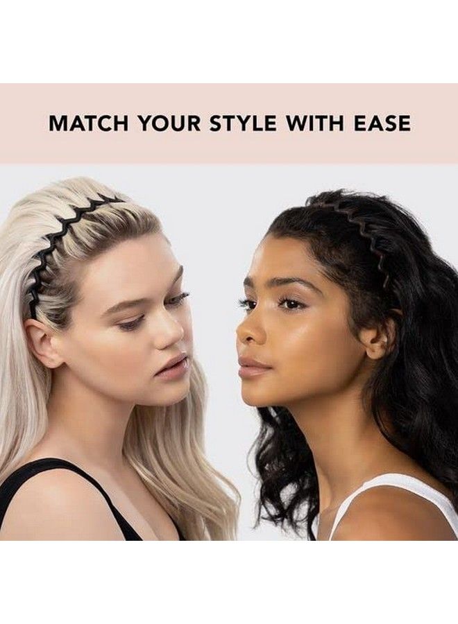 Zig Zag Headbands Recycled Plastic Hair Band For Men & Women ; Classic 90S Headband & Hairband ; Mens Headband ; Wavy Headband With Teeth ; Hair Headbands For Women 2Pc (Black&Tort)
