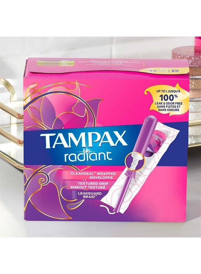 Radiant Tampons, Regular Absorbency, with Leakguard Braid, Unscented, 84 Count