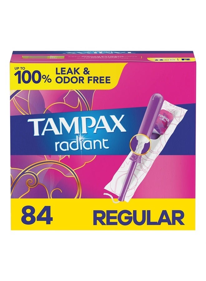 Radiant Tampons, Regular Absorbency, with Leakguard Braid, Unscented, 84 Count