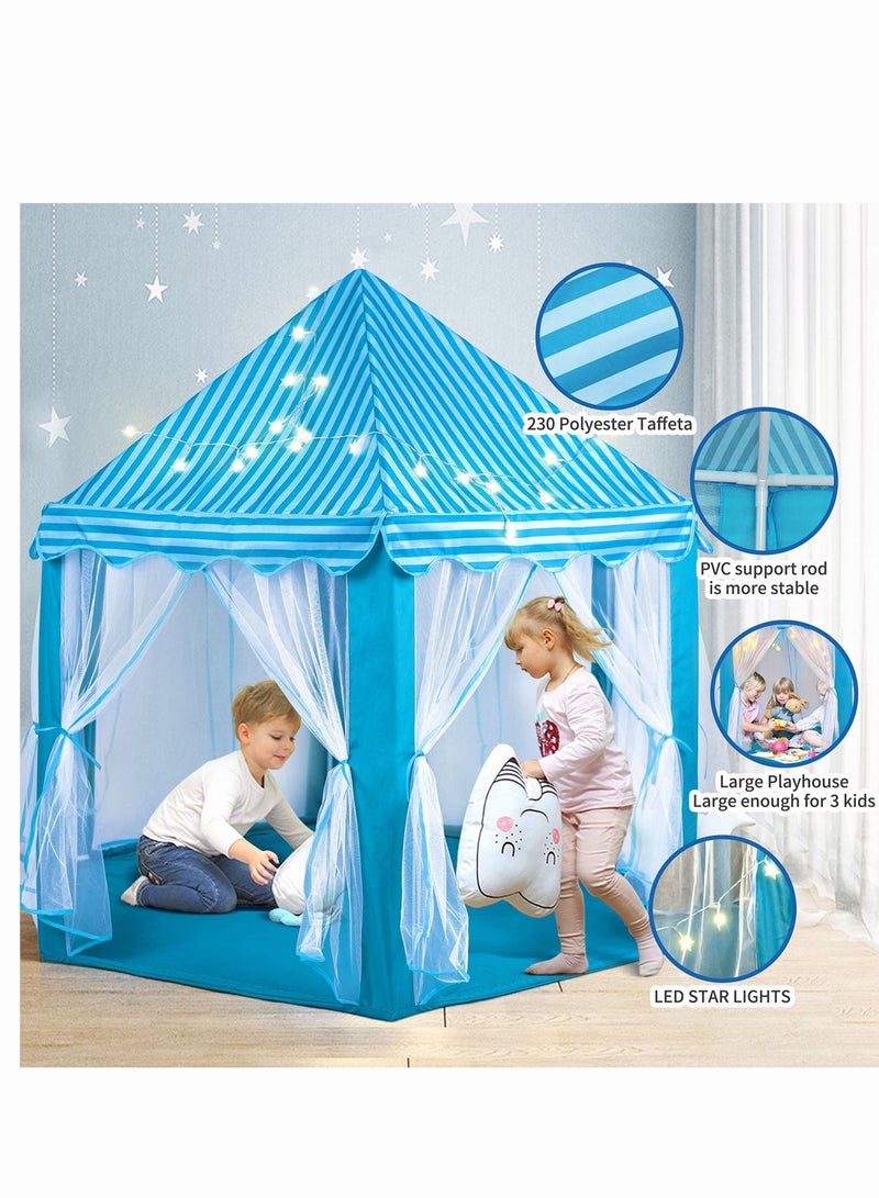 Princess Castle Tent for Girls Boys for Girls Boys with LED Star Lights Gift for Children Toddlers Indoor and Outdoor Games Princess Tent 55x53 inch