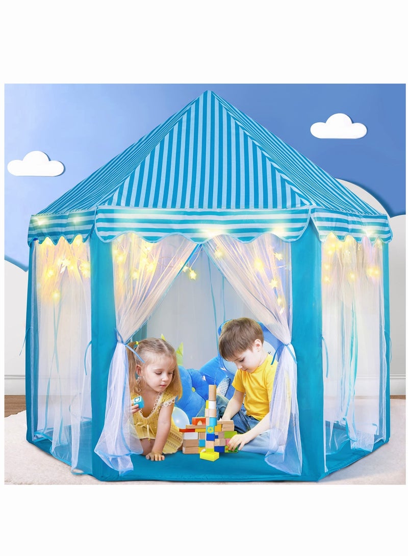 Princess Castle Tent for Girls Boys for Girls Boys with LED Star Lights Gift for Children Toddlers Indoor and Outdoor Games Princess Tent 55x53 inch