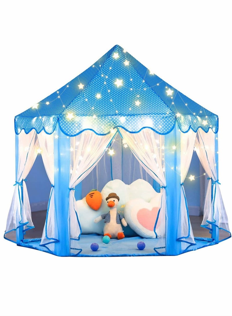 Princess Castle Tent for Girls Boys for Girls Boys with LED Star Lights Gift for Children Toddlers Indoor and Outdoor Games Princess Tent 55x53 inch