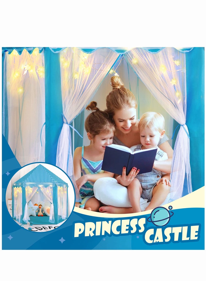 Princess Castle Tent for Girls Boys for Girls Boys with LED Star Lights Gift for Children Toddlers Indoor and Outdoor Games Princess Tent 55x53 inch