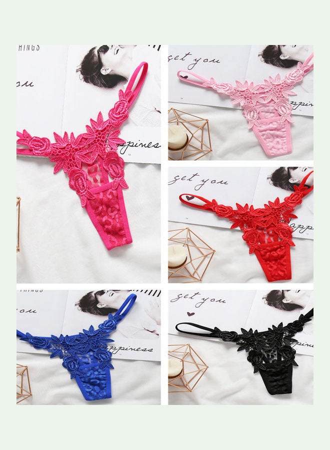 Hollow Embroidery Underwear G-String Red