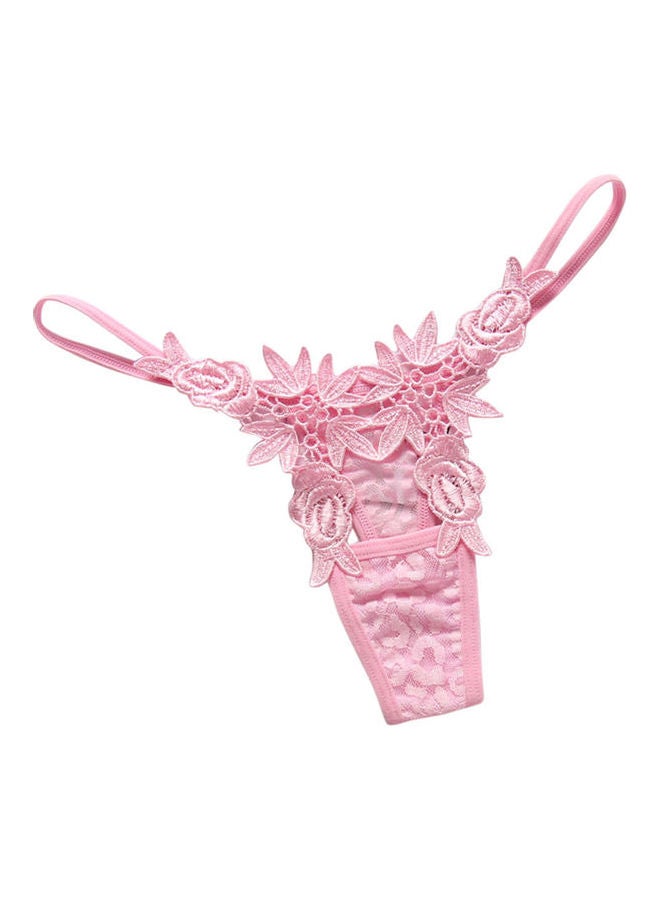 Hollow Embroidery Underwear G-String Red