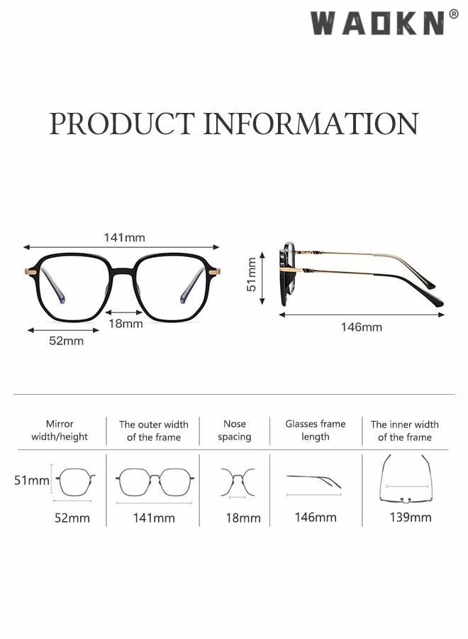 Blue Light Blocking Glasses Blue Light Filter Computer Reading Gaming TV Phones Square Eyeglasses Fashion Anti Eyestrain Headache Eyewear for Women Men, Anti Eye Eyestrain UV 400 Protection Reading