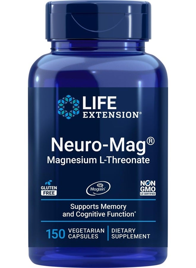 Neuro-Mag Magnesium L-Threonate, 150 Veg Caps, Magtein Supplement for Women and Men