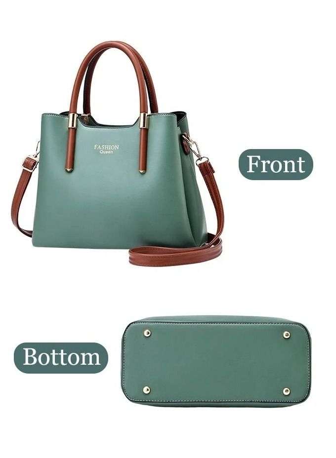 Retro Elegant Handbag Advanced Leather Unique Chic All-match Large Capacity One Shoulder/Crossbody Messenger Bag for Women/Mother/Girl Friend Gift Green