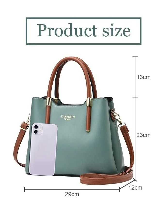 Retro Elegant Handbag Advanced Leather Unique Chic All-match Large Capacity One Shoulder/Crossbody Messenger Bag for Women/Mother/Girl Friend Gift Green