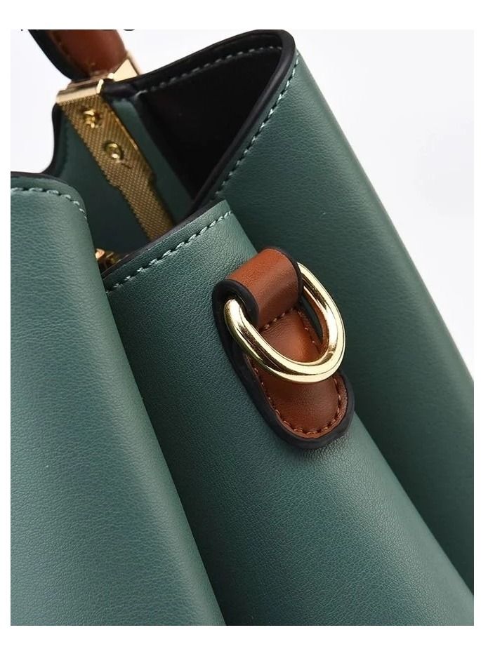 Retro Elegant Handbag Advanced Leather Unique Chic All-match Large Capacity One Shoulder/Crossbody Messenger Bag for Women/Mother/Girl Friend Gift Green