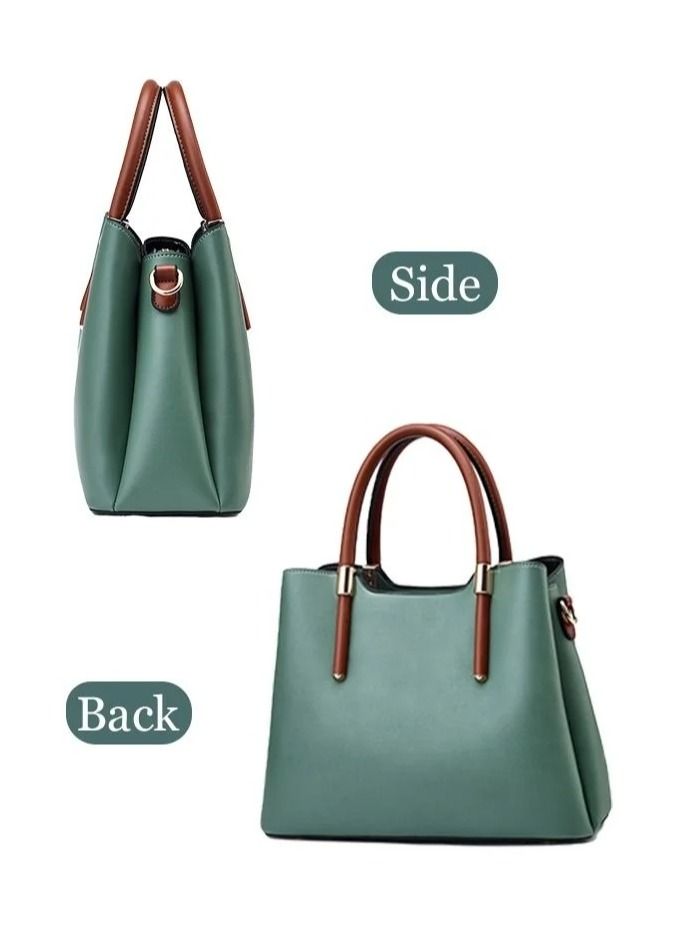 Retro Elegant Handbag Advanced Leather Unique Chic All-match Large Capacity One Shoulder/Crossbody Messenger Bag for Women/Mother/Girl Friend Gift Green