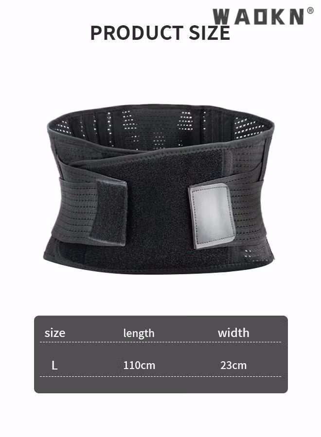 Sports Back Brace for Men and Women - Breathable Waist Lumbar Lower Back Support Belt for Sciatica, Herniated Disc, Scoliosis Back Pain Relief, Heavy lifting, with Dual Adjustable Straps (L)