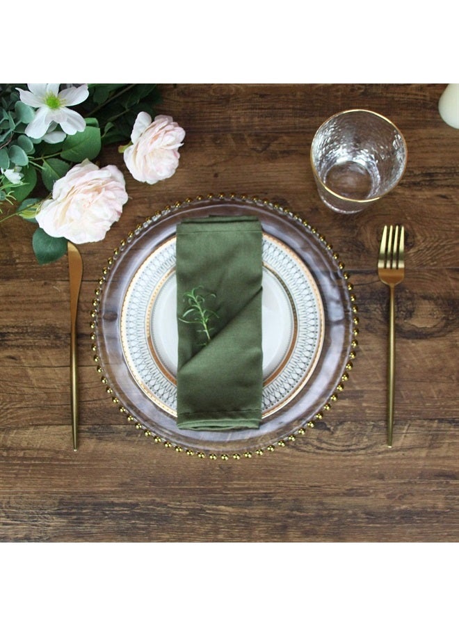 Solid Color Cotton Linen Blended Thin Dinner Napkins - Pack of 12 (40 x 40 cm) - for Events & Home Use (Army Green)