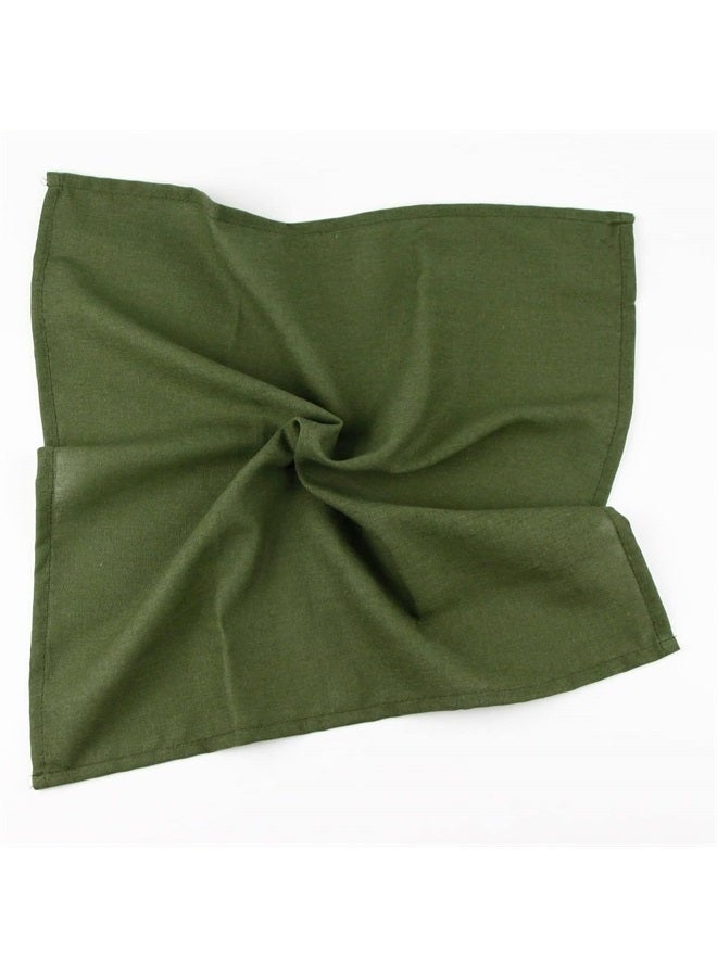 Solid Color Cotton Linen Blended Thin Dinner Napkins - Pack of 12 (40 x 40 cm) - for Events & Home Use (Army Green)