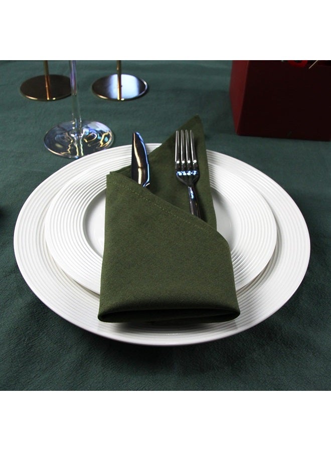 Solid Color Cotton Linen Blended Thin Dinner Napkins - Pack of 12 (40 x 40 cm) - for Events & Home Use (Army Green)