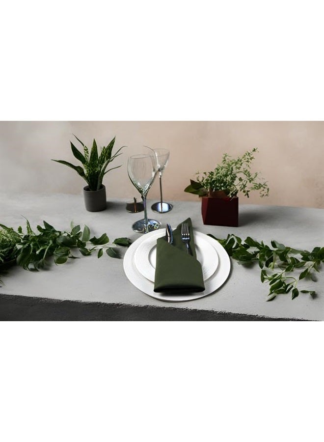 Solid Color Cotton Linen Blended Thin Dinner Napkins - Pack of 12 (40 x 40 cm) - for Events & Home Use (Army Green)