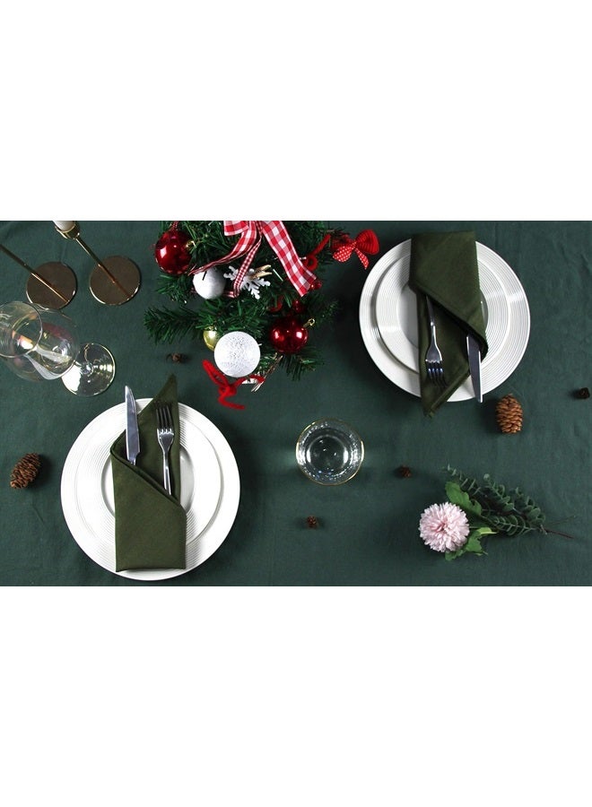 Solid Color Cotton Linen Blended Thin Dinner Napkins - Pack of 12 (40 x 40 cm) - for Events & Home Use (Army Green)