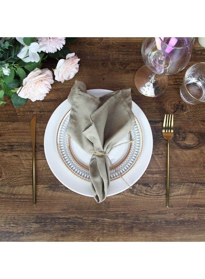 Solid Color Cotton Linen Blended Thin Dinner Cloth Napkins - Set of 12 (40 x 40 cm) - for Events & Home Use (Khaki)