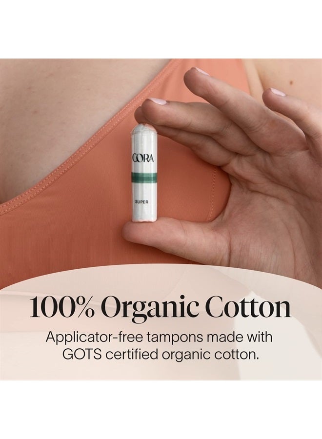 100% Organic Cotton Non-Applicator Tampons | Ultra-Absorbent, Unscented, Natural, Non-Toxic, Applicator Free | Eco-Conscious S/S+ (36 S+ Tampons)