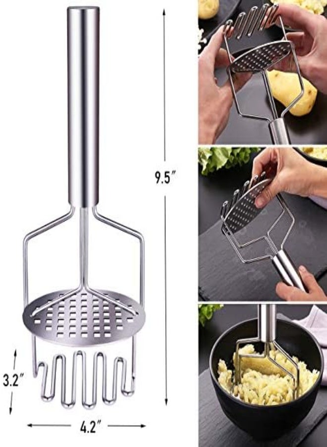 Potato Masher Stainless Steel,Dual-Press Premium Heavy Masher And Ricer Hand Tool,Perfect For Mashing Baby Food