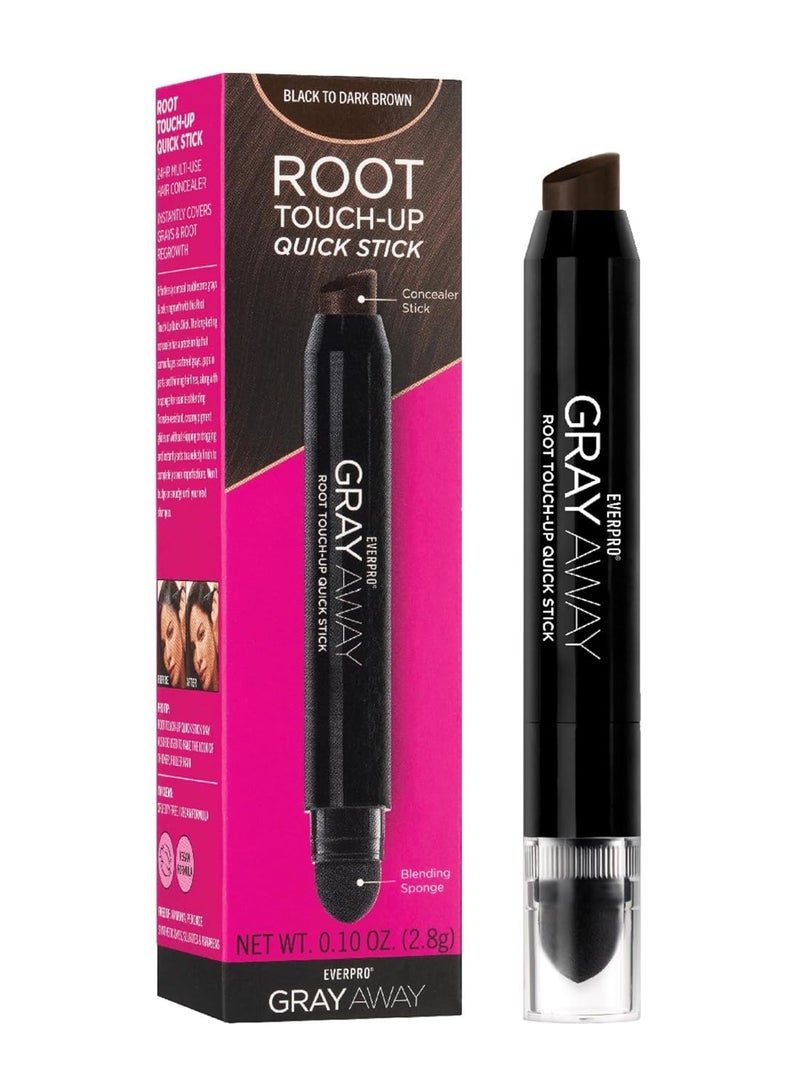 EVERPRO Gray Away Root Touchup Quick Stick, Black/Dark Brown, 0.1 Oz