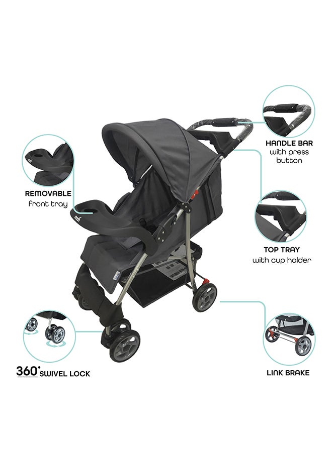 Easy  One Hand Fold Stroller With Multi-Postion Reclining Seat For Infant, 0 Months +, Dark Grey