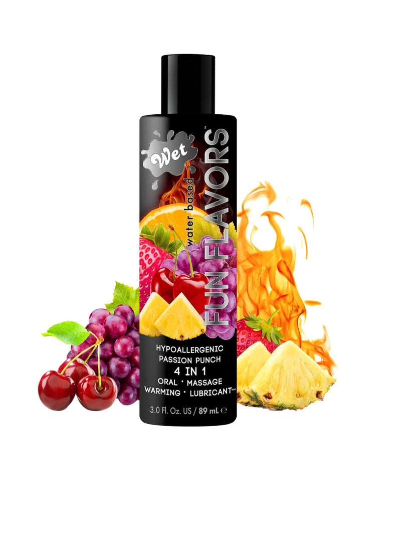 Fun Flavors water based passion punch 4 in 1 warming flavored tasty lube 3oz 89ml