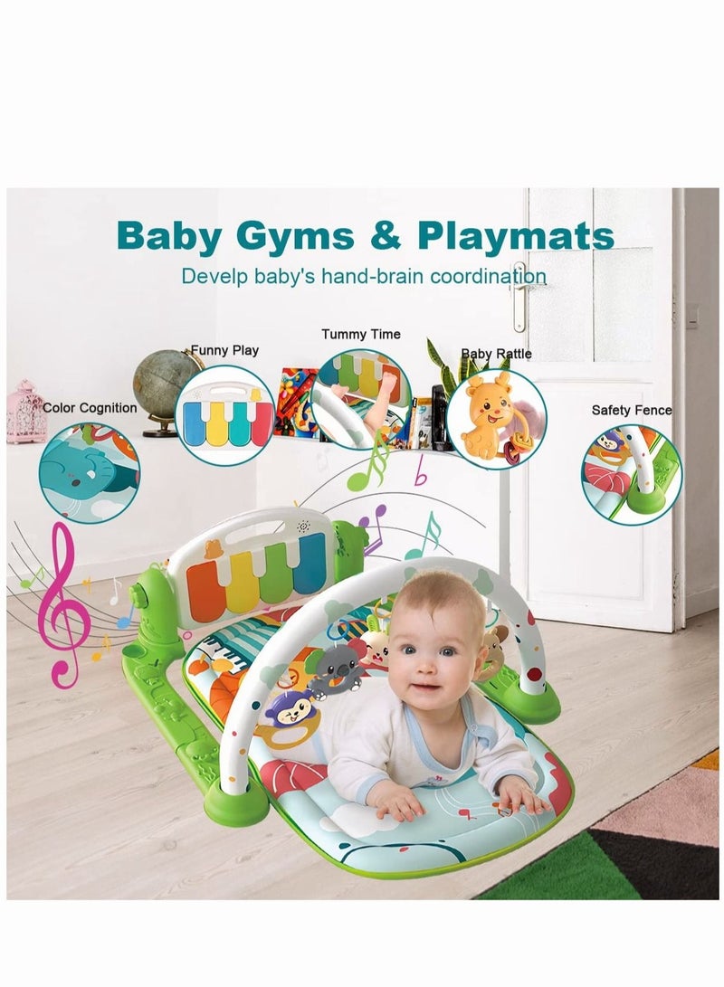 Baby Gyms Play Mats Kick and Play Piano Gym Mats Detachable Tummy Time Mat with Music and Lights Musical Electronic Learning Toys Activity Center for Infants Toddlers