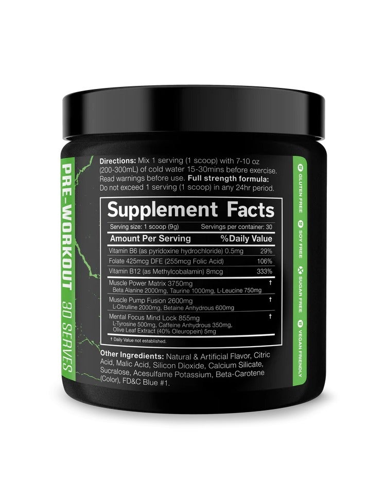 JNX Sports The Shadow Pre-workout 270g Green Apple Flavor 30 Serving
