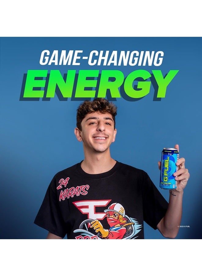 Chug Rug Energy Drink, Sugar Free, Healthy Drinks, Zero Calorie, 300 mg Caffeine per Carbonated Can, Sour Blue Flavor, Focus Amino, Vitamin + Antioxidants Blend - 12 Pack