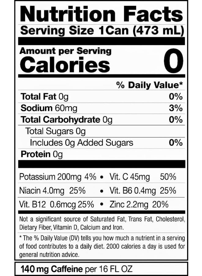 Chug Rug Energy Drink, Sugar Free, Healthy Drinks, Zero Calorie, 300 mg Caffeine per Carbonated Can, Sour Blue Flavor, Focus Amino, Vitamin + Antioxidants Blend - 12 Pack