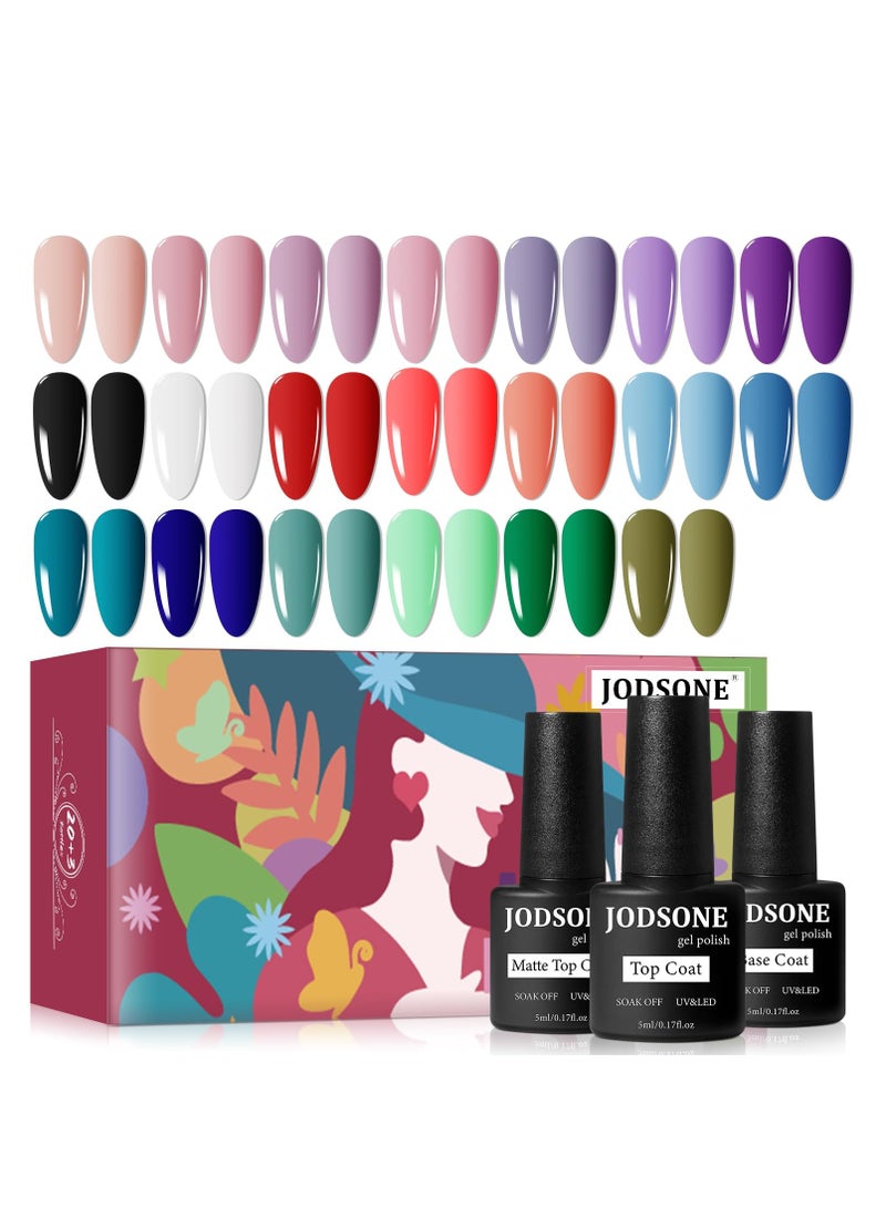 JODSONE Gel Nail Set 20 Colors High Shine Gorgeous Gel Polish Base Top Matte Coat Nice Gifts Show Charm