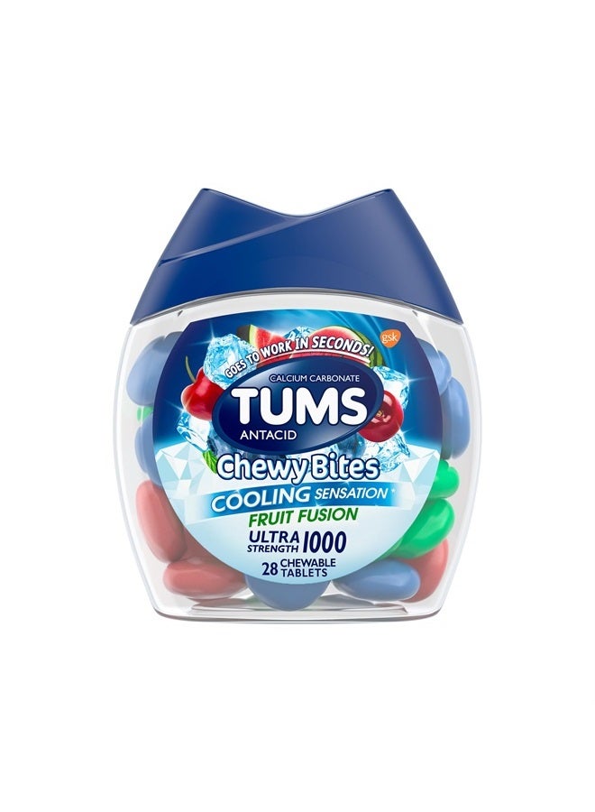 Tums Chewy Bites Fast Cooling Sensation Antacid, Fruit Fusion, 28 Tablets