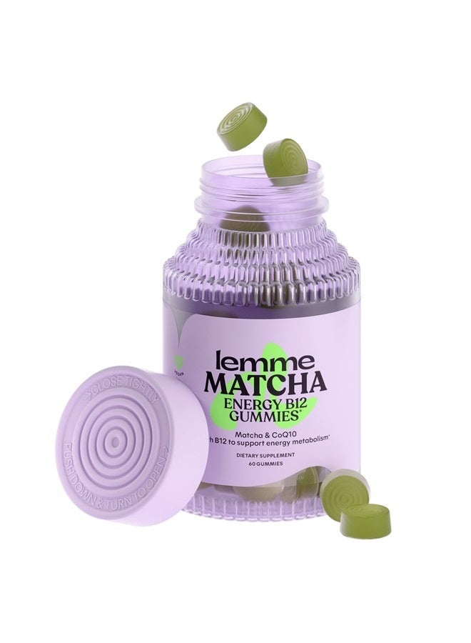 Matcha Superfood Energy Gummies with Organic Matcha Green Tea, Vitamin B12 and Antioxidant CoQ10 to Support Cellular Energy, Metabolism & Healthy Skin - Vegan, Gluten Free, Non GMO (60 Count)