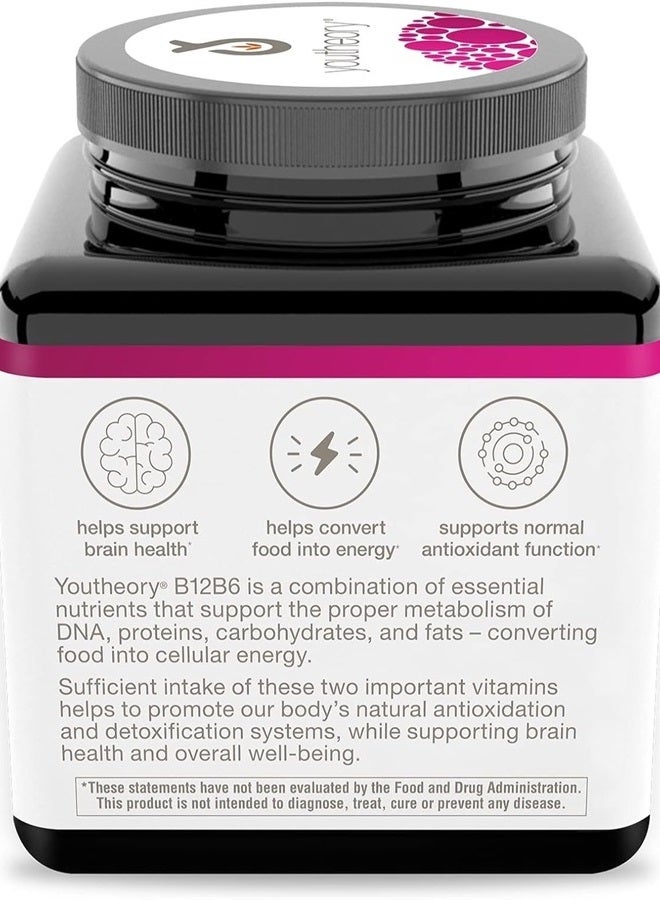 Vitamin B12 B6, Daily Energy and Brain Support Supplement, Vegetarian Capsules, 60 ct