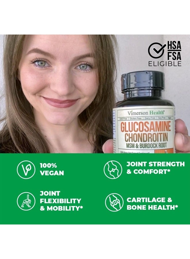 Vegan Glucosamine Chondroitin, Phytodroitin MSM Supplement Capsules Joint Support Supplement Without Shellfish 100% Vegan, Non-GMO And Plant-Based - 90 Caps