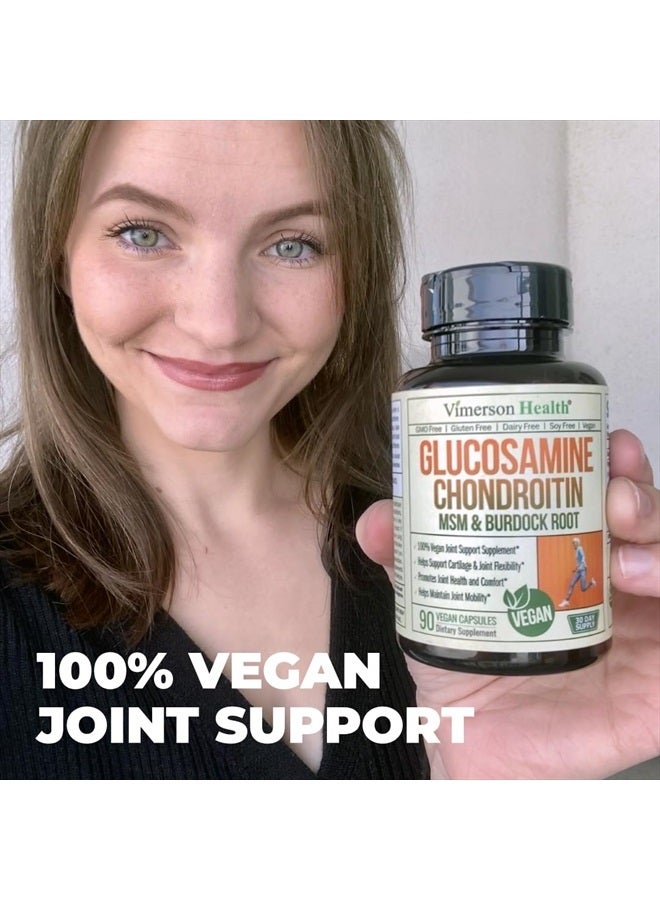 Vegan Glucosamine Chondroitin, Phytodroitin MSM Supplement Capsules Joint Support Supplement Without Shellfish 100% Vegan, Non-GMO And Plant-Based - 90 Caps