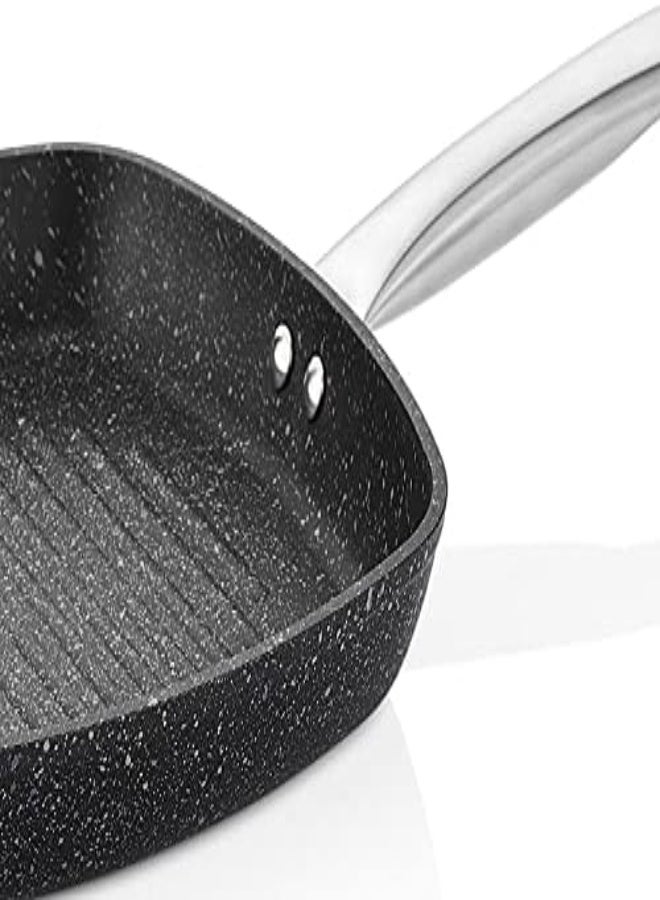 Falez Non Stick Granite Grill Pan, 28 Cm Diameter, Black