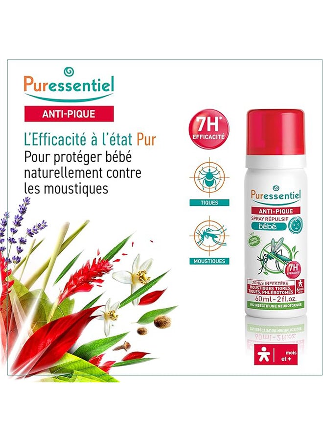 Anti-Sting Repellent And Soothing Spray Ideal For Insect Repellent Mosquitoes Biting Insects 7H Efficacy 60Ml