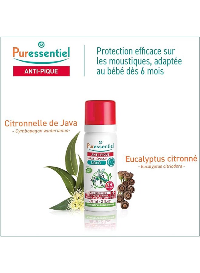 Anti-Sting Repellent And Soothing Spray Ideal For Insect Repellent Mosquitoes Biting Insects 7H Efficacy 60Ml
