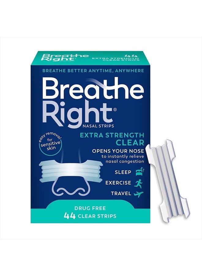 Nasal Strips Extra Strength Clear For Sensitive Skin Snoring Solution 44 Count - Packaging May Vary