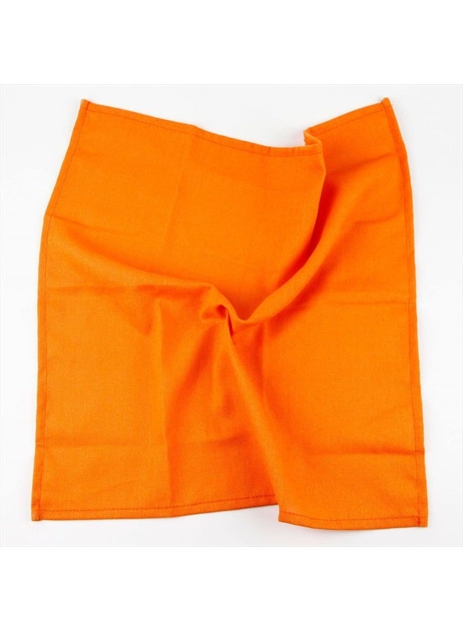 Solid Color Cotton Linen Blended Thin Dinner Fabric Napkins - Set of 12 (40 x 40 cm) - for Events & Home Use (Orange)