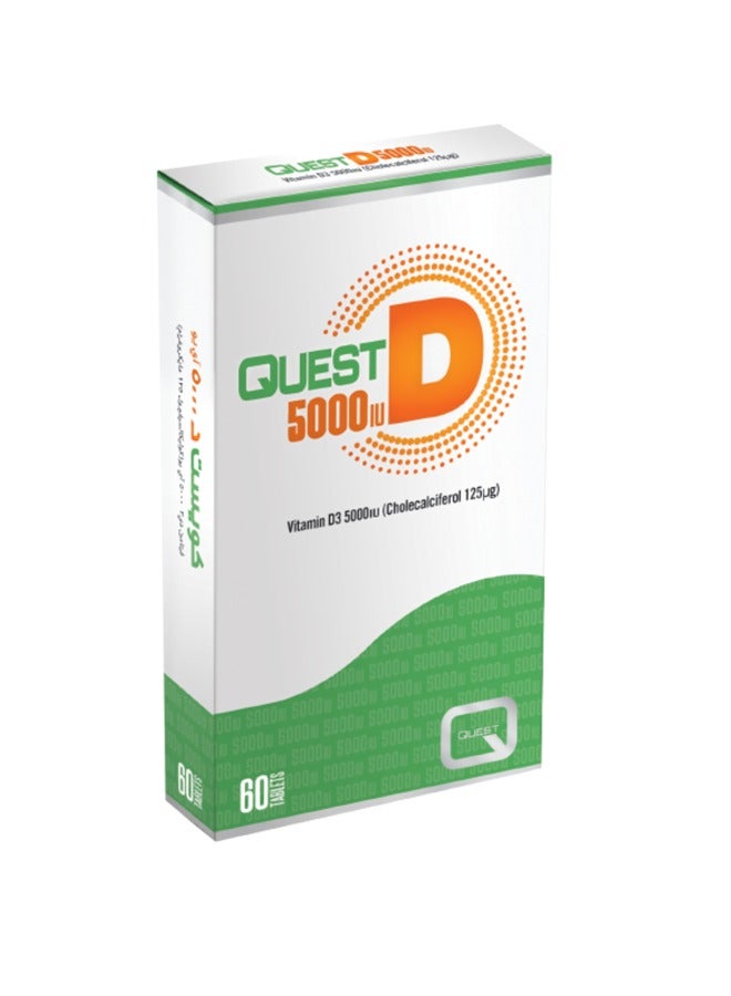 Quest D 5000 IU (Cholecalciferol 150) 60 Tablets: Essential Vitamin D3 Support for Bone and Immune Health