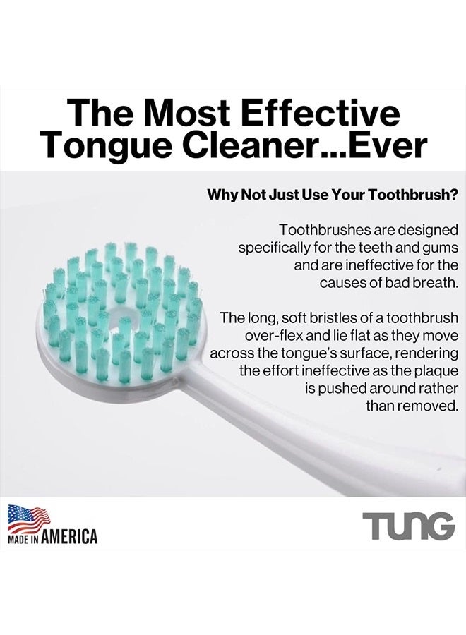 Tung Tongue Brush | Tongue Cleaner for Adults | Plastic Tongue Scraper | Tongue Scrubber | Bad Breath and Halitosis | Fight Bad Breath | Made in America (4 Count)