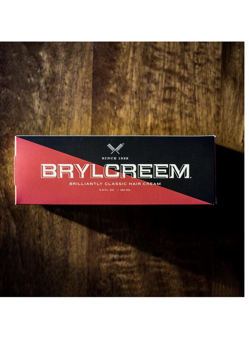 Brylcreem 3-in-1 Original High Shine Men's Hair Cream for Styling, Strengthening, and Conditioning, Alcohol-Free, 5.5 Ounce