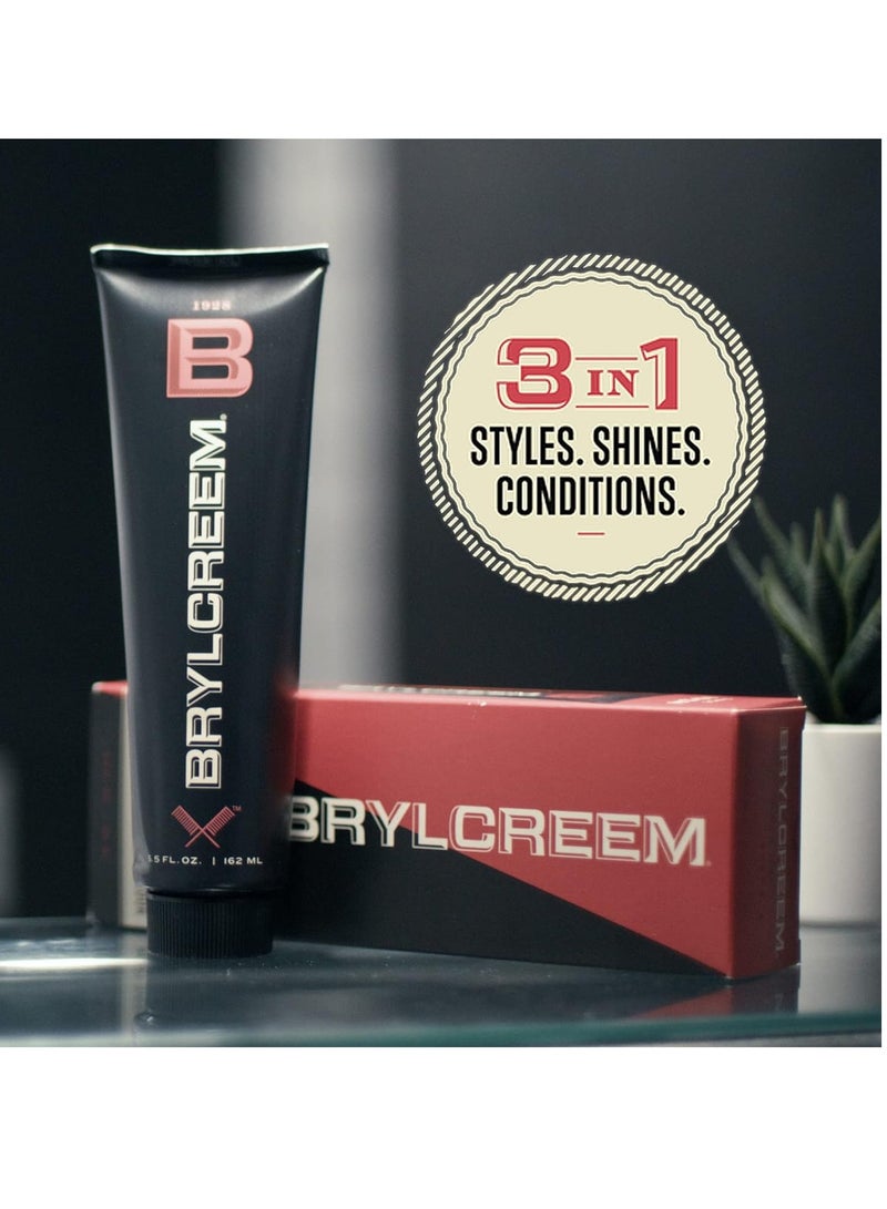 Brylcreem 3-in-1 Original High Shine Men's Hair Cream for Styling, Strengthening, and Conditioning, Alcohol-Free, 5.5 Ounce