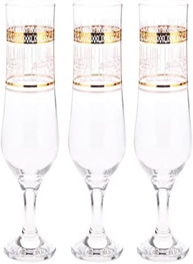 Akdc 3Pcs Stem Glass L(7Cm) Xw(7Cm) Xh(19Cm) Clear, Golden