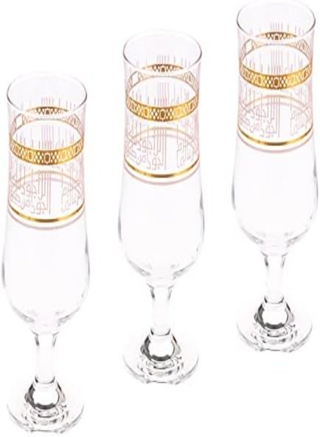 Akdc 3Pcs Stem Glass L(7Cm) Xw(7Cm) Xh(19Cm) Clear, Golden