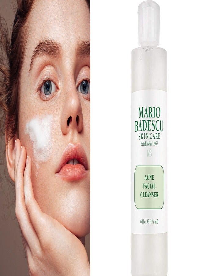 Mario Badescu Acne Facial Cleanser for Combination & Oily Skin, Oil-Free Face Wash with Salicylic Acid & Aloe Vera, Deep Pore Clean 177ml