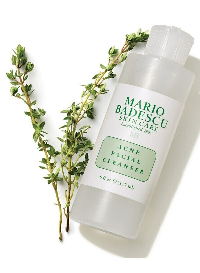 Mario Badescu Acne Facial Cleanser for Combination & Oily Skin, Oil-Free Face Wash with Salicylic Acid & Aloe Vera, Deep Pore Clean 177ml